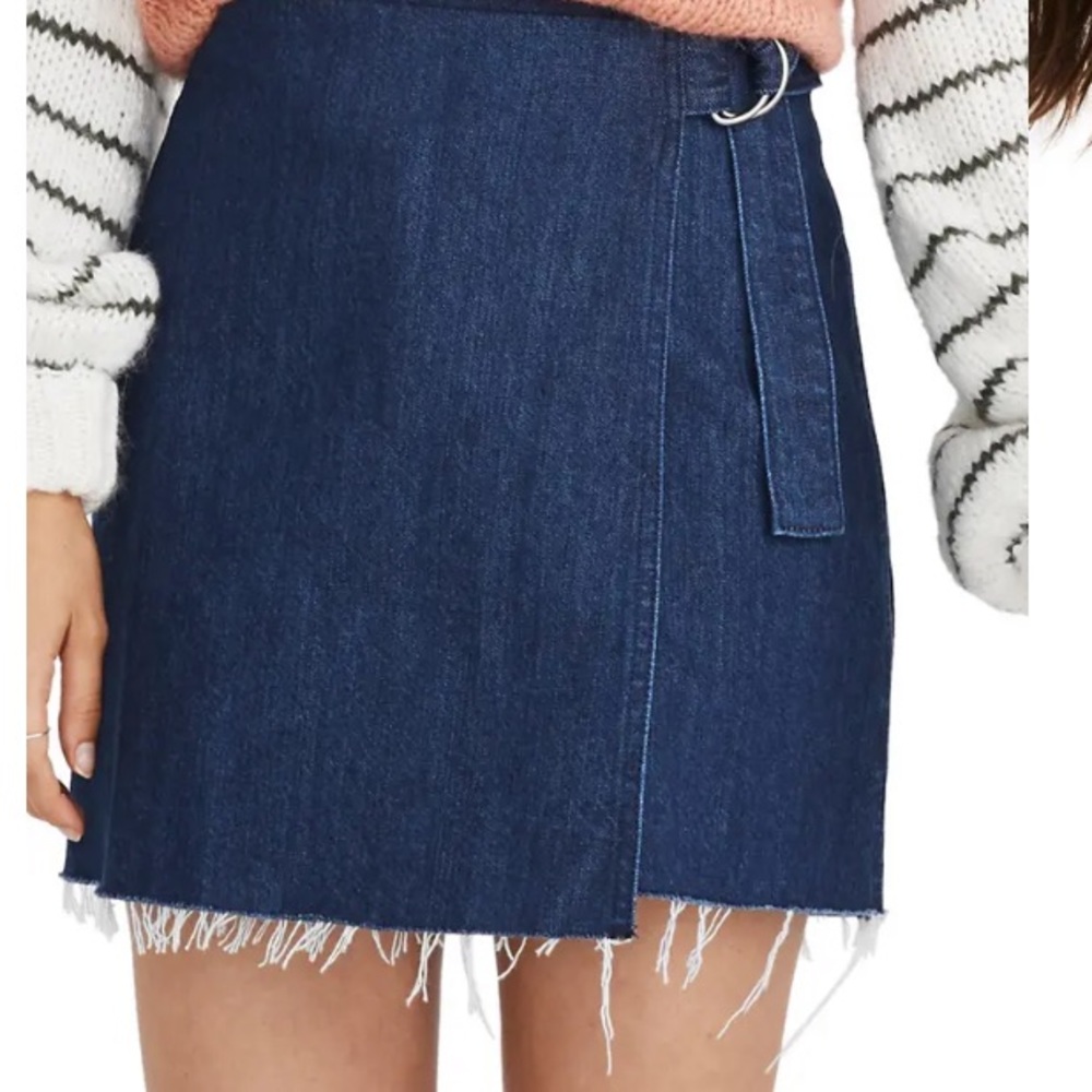 MADEWELL Denim Raw Hem Mini Wrap Skirt